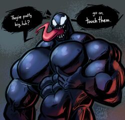 1boy abs athletic athletic_male huge_pecs its_coldpizzart looking_at_viewer male male_only marvel marvel_comics muscular muscular_male solo venom venom_(marvel)