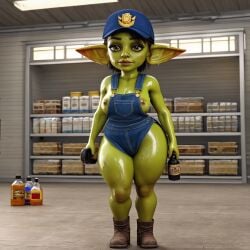 1female 1girls ai_generated ass auto_repair_shop auto_shop big_ass big_breasts blue_collar boob_slip cap car_repair_service female garage goblin goblin_(warcraft) goblin_female grease green_skin green_skinned_female manual_labor nipple_slip nowrin oil oiled oiled_body oiled_skin oiled_up oily_skin overalls presenting shortstack stable_diffusion sweat sweatdrop sweating sweaty sweaty_body tomboy warcraft world_of_warcraft