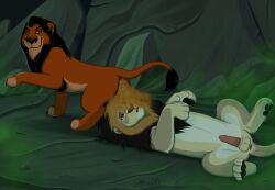 absurd_res animal_genitalia anus balls blush cave claws disney duo embarrassed fan_character fart fart_cloud fart_fetish fart_sniffing farting_on_face felid feline feral genitals green_eyes hair hi_res humiliation humiliation_fetish king lion lying lying_on_ground male male/male mammal mane mane_hair miuyki multicolored_hair on_back on_ground open_mouth pantherine paws penis royalty scar scar_(the_lion_king) shaded smile smirk smirking_at_partner smoke sniffing spiked_penis spikes spikes_(anatomy) tail tail_tuft the_lion_king tuft two_tone_hair