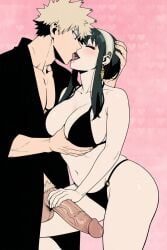 1boy ai ai_generated bakugou_katsuki big_ass big_breasts big_penis black_hair black_lipstick blonde_hair busty cheating cheating_girlfriend cheating_wife cleavage crossover cute envia female flirting handjob katsuki_bakugou kissing lipstick making_out muscular my_hero_academia netorare ntr older_female romantic romantic_couple short_hair spiky_hair spy_x_family thick_thighs yor_briar yor_forger younger_male