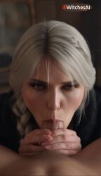 1boy absurd_res ai ai_art ai_generated animated animated blonde_hair blowjob blowjob_face blurry blurry_background blush braid cd_projekt_red ciri cirilla_fiona_elen_riannon clothed_female_nude_male erection fellatio female green_eyes hair_over_shoulder hi_res high_quality high_resolution highres lips long_hair looking_at_viewer male male_pubic_hair nude oral patreon_username penis pov pubic_hair realistic scar solo_focus sorceress sound sound_effects straight tagme the_witcher_(series) the_witcher_3:_wild_hunt the_witcher_4 uncensored veins veiny_penis video watermark witches_ai