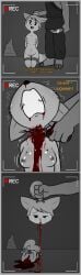 4_fingers absurd_res ana_maria_(e254e) anthro back_groove begging_for_mercy blood blood_on_breast blood_on_chest blood_on_hand blood_pool blood_splatter blood_spray bodily_fluids border bottomwear bound breast_jiggle breasts brick camel camelid camera camera_view canid canine clenched_teeth clothed clothed/nude clothed_male clothing cruelty crying curvy_figure cute_fangs dead_eyes decapitation dialogue dipstick_tail dominant dominant_male duo dying e254e english_text execution fangs fatal fatal_wound female female_death fingers fluffy fluffy_tail forced fox genitals gloves_(marking) gore grey_border grimace groaning headless hi_res hooved_plantigrade hooved_toes hooves hourglass_figure imminent_death innie_vulva jiggling killing kneeling knife male male_dominating_female mammal markings murderer natural_breasts navel neck_wound nipples nosebleed nude open_wound pants plantigrade recording rope ryona sad sadism scared severed_body_part severed_head shaking skindentation small_mouth smile struggling stuttering submissive submissive_female suffering tail tail_markings tears teeth terror text topknot torn_wallpaper trembling video_camera vulva wide_hips