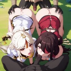 ai_generated beidou_(genshin_impact) big_breasts blowjob genshin_impact hilichurls_(species) ningguang_(genshin_impact) penis