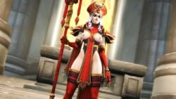 1girls 3d blizzard_entertainment female female_only glaif human human_(world_of_warcraft) light-skinned_female light_skin sally_whitemane solo thighhighs warcraft white_hair world_of_warcraft