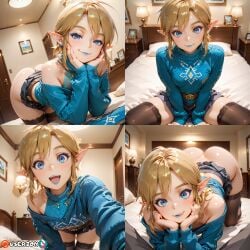 4femboys ai ai_generated blonde_hair blue_eyes bottomless clothed elf elf_ears elf_male femboy hotel_room link link_(breath_of_the_wild) looking_at_viewer male male_only nintendo partially_clothed pose posing pov short_hair sitting smile solo solo_focus sweater the_legend_of_zelda trap uncensored userzon video_game_character video_games