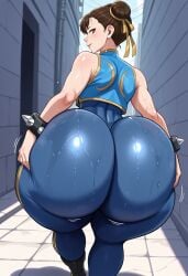 ai_assisted ai_generated ass ass_focus blue_leggings chun-li chun-li_(fortnite) civitai huge_ass leggings street_fighter