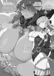 1boy 1girls alternate_breast_size ass bare_shoulders big_breasts bitch_report blush bodice boots breasts cleavage clenched_teeth comic cowgirl_position cum cum_in_pussy cum_overflow detached_collar detached_sleeves dress drill_hair drill_sidelocks drooling ejaculation english_text female flower fontaine fontaine_girls from_side genshin_impact girl_on_top gloves greyscale grin hair_between_eyes hair_ornament hat hat_feather hat_flower hetero huge_breasts impregnation_attempt impregnation_request impregnation_risk instant_loss jewelry large_breasts long_hair long_sleeves looking_at_viewer low_neckline male mesu_repoto_fontenu miniskirt monochrome multiple_views navel navia_(genshin_impact) navia_caspar necklace netorare nipples nude one_eye_closed open_mouth parted_lips penis pointy_ears pov pussy rose saliva sex short_dress sidelocks skirt smile solo_focus speech_bubble spread_legs standing straddling strapless strapless_dress sweat swept_bangs teeth thick_thighs thigh_boots thighhighs thighs uncensored vaginal very_long_hair vision_(genshin_impact) witch_hat yanje