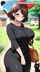 1girls 2025 ai_assisted ai_generated anime artist_name bag bench big_breasts big_chest black_cat black_dress blue_sky blush breast breasts brown_hair building bush bust busty chest clothed_female cloud day dress feline female female_focus female_only fence field flower garden grass hairband handbag hi_res high_quality high_resolution highres holding_strap house kiki kiki's_delivery_service large_breasts outdoors park path patreon patreon_username plant pokemon_(creature) potted_plant purple_flower road short_hair shoulder_bag sky skypassion stable_diffusion studio_ghibli sweat tree watermark witch wooden_fence