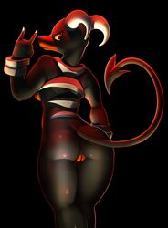 2015 anthro ass breasts elpatrixf female horn houndoom nintendo pokemon pussy red_eyes solo video_games