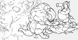 anthro black_and_white clothing comic crossover digimon dragon dragoneer drakemohkami growth inflation lucario male male_only monochrome muscle_growth nintendo penis_growth pokemon pokemon_(species) popping video_games