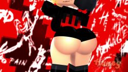 3d black_and_blonde_hair female honey_(theactualhoney) looking_at_viewer mine-imator minecraft tagme teasing theactualhoney video