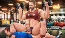 beard big_bottom call_of_duty captain_price domredsins frank_woods gay gym john_price male work_out working_out yaoi