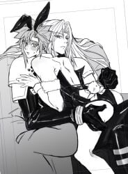 2boys bunny_boy cloud_strife femboy final_fantasy final_fantasy_vii flushed_face gay male sephiroth yaoi