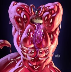 bara bisexual_male dirtymache gay kingvoyager licking licking_breast licking_pecs licking_pectoral licking_self muscular muscular_male skull_head slime slime_boy slime_monster