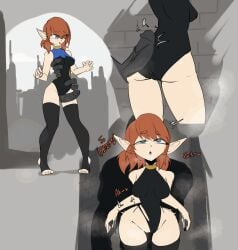 1boy 1boy1girl 1girls ahe_gao ahegao_face alternate_version_at_source alternate_version_available animated backshots big_ass blue_eyes commission commission_art elf elf_ears elf_girl groping groping_breasts no_text_version nsfwmist original original_character thick_thighs