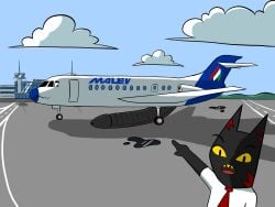 absurd_res aircraft airplane airport anonymous_artist anthro big_penis duo felid feline genitals gesture hand_gesture hi_res huge_cock hyper hyper_genitalia hyper_penis living_machine living_vehicle machine male male/male mammal penis vehicle
