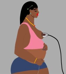 2d 2d_(artwork) artist_request ass belly big_arms big_ass big_belly big_breasts big_butt big_lips big_nipples big_thighs black_hair black_nipples blunt_bangs book_cover bracelet breasts character_request closed_eyes copyright_request cyberfuck_(copyright) dark_nipples dark_skin ear_piercing earrings exposed_breasts fat fat_ass fat_belly fat_breasts fat_butt fat_lady fat_lips fat_nipples fat_thighs female hair_accessory hairpin hand_on_belly hime_cut jean_shorts jewelry juicy_lips lactating lactating_in_cup lactating_into_cup lactating_nipples lactation lactation_without_expressing long_hair milking_machine mole mole_on_cheek mole_under_mouth muscles muscular muscular_arms muscular_female navel necklace nipple_suckers nipple_sucking pink_clothing pumping_nipples round_ass round_belly round_butt shorts straight toned toned_arms