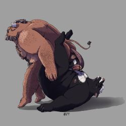 1:1 age_difference anal anal_sex animal_humanoid anthro anthro_on_anthro ass balls beard belly big_belly black_body black_fur blush bodily_fluids body_hair bovid bovid_humanoid bovine brian_(sihai's_legacy) brown_body brown_fur cattle chest_hair digital_media_(artwork) duo eduard_michell_(leelynier) erection facial_hair from_front_position fur genitals hair hairy hi_res horn humanoid humanoid_genitalia male male/male male_penetrated male_penetrating male_penetrating_male mammal mammal_humanoid mating_press murid murine musclegut muscular muscular_anthro muscular_male nipples nude nutdoesart older_male overweight overweight_anthro overweight_male pecs penetration penile penis piledriver_position rat rodent sex sihai's_legacy simple_background smile tail tail_fetish tail_in_ass tail_insertion tail_play tail_sex thick_thighs white_hair