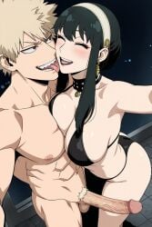 1boy ai ai_generated bakugou_katsuki big_ass big_breasts big_penis black_hair black_lipstick blonde_hair busty cheating cheating_girlfriend cheating_wife cleavage crossover cute envia female flirting katsuki_bakugou licking licking_face lipstick muscular my_hero_academia netorare ntr older_female romantic romantic_couple selfie short_hair spiky_hair spy_x_family thick_thighs yor_briar yor_forger younger_male