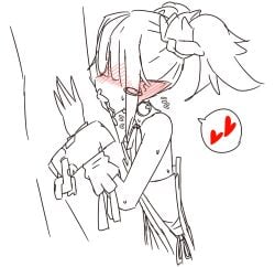 black_and_white blowjob cum cum_in_mouth disgaea femboy kyustep male_healer_(disgaea) nippon_ichi_software sketch