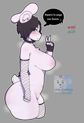 animal_ears animal_tail bear bear_girl big_ass big_breasts big_butt big_nipples big_thighs big_titties bimbo_(bakery) bimbo_bear black_hair blush curvaceous curvaceous_female curvaceous_figure curvy curvy_figure curvy_hips female female_focus female_only furry furry_female goth_girl gotic grupo_bimbo leinadproas looking_at_viewer nipple_piercing nipples nude nude_female short_hair text text_bubble thigh_highs white_fur