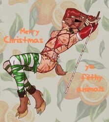 breasts breasts_out christmas dirk_strider female homestuck horse_mask horseplay injured petplay ponyplay pumpkinminer transman transmasc whipped_ass