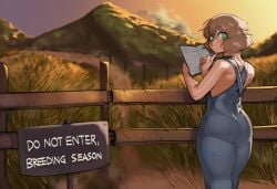 ai ai_assisted ai_generated backview beautiful beautiful_background cernyai comic_page comic_panel femboy feminine_male oc overalls pretty_boy rural setup twink