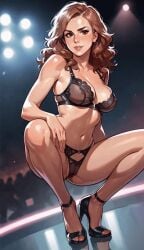 ai_generated hermione_granger lingerie on_stage squatting stripper