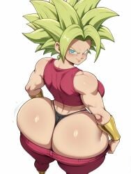 1girls ai_generated ass back_view curvy curvy_figure dragon_ball dragon_ball_super fat_ass female huge_ass kefla memch0 muscular_female pants seductive smiling_at_viewer smirking teasing thick thick_ass thick_legs thong wobbling_ass