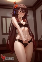 1girls 2d ai_generated ass barefeet big_ass breasts cleavage erophoenix feet female female_focus full_body genshin_impact hu_tao_(genshin_impact) long_hair looking_at_viewer orange_eyes patreon_username small_breasts solo solo_female sweat thick thick_thighs toes uncensored