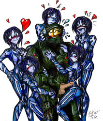 1boy 2d 5girls artificial_intelligence balls ballsack clone cortana cortana_v2 erection female female_focus full-face_helmet hairy_balls halo_(game) halo_(series) harem human male male_human male_spartan_(halo) master_chief microsoft multiple_girls penis penis_out scrotum smooth_penis spartan_(halo) spartan_ii_(halo) straight testicles