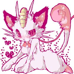 artist_request breasts color cum cum_on_body cum_on_face female female_only flipnote_studio furry leash looking_at_viewer meowth nipples nude pokemon raised_tail shiny_meowth shiny_pokemon solo tail whiskers