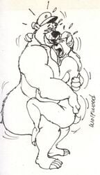 anthro baloo bear disney female fur furry hugging male mammal monochrome rebecca_cunningham rough_sketch sketch straight talespin wolfwood