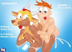 1boy 1girls adam_lyon blonde_hair brown_fur cartoon_network cum cum_in_ass cum_inside gazelle human my_gym_partner's_a_monkey nurse_gazelle orange_hair vlade