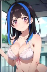 ai_generated female kanojo_okarishimasu smile white_bra yaemori_mini