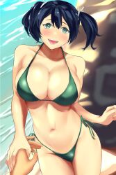 1boy 1boy1girl 1girls bare_arms bare_belly bare_chest bare_hands bare_hips bare_legs bare_midriff bare_navel bare_shoulders bare_skin bare_thighs bare_torso belly belly_button bikini bikini_bottom bikini_only bikini_top black_hair black_hair_female blush blush blush_lines blushing_at_viewer blushing_female breasts character_request cleavage collarbone copyright_request dot_nose dripping_wet exposed exposed_arms exposed_belly exposed_legs exposed_midriff exposed_shoulders exposed_thighs exposed_torso female female_focus fingernails fingers green_bikini green_bikini_bottom green_bikini_top green_eyes green_eyes_female green_string_bikini green_swimsuit green_swimwear grin groin hair_between_eyes hair_ribbon half_naked hand_holding head_tilt high_resolution highres holding_hands large_breasts legs legs_together light-skinned_female light_skin looking_at_viewer naked naked_female naked_woman navel nude nude_female open_mouth open_mouth_smile outdoor outdoor_nudity outdoors outside parted_lips pussy ribbon shingyo shingyou_(alexander-13) short_hair shoulders side-tie_bikini simple_background slender_body slender_waist slim_girl slim_waist smile smiley_face smiling smiling_at_another smiling_at_viewer soaked standing string_bikini swimsuit swimwear thick_thighs thighs thin_waist tilted_head tongue twintails twintails_(hairstyle) upper_body upper_teeth v-line water wet wet_belly wet_bikini wet_body wet_breasts wet_face wet_hair wet_legs wet_skin wet_thighs white_hair_ribbon white_ribbon wide_hips