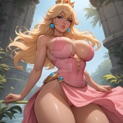 1girls ai_generated ass blonde_female blonde_hair blonde_hair_female blue_eyes breast breasts butt cleavage curvaceous curvaceous_body curves curvy curvy_body curvy_female curvy_figure curvy_milf deviantart exposed_ass exposed_breast exposed_breasts exposed_butt female female_only hourglass_figure inner_sideboob light-skinned_female light_skin mario_(series) milf okosumo princess princess_peach princess_peach_(cosplay) seductive seductive_eyes seductive_gaze seductive_look seductive_mouth seductive_pose sheena sheena_queen_of_the_jungle sideboob solo solo_female voluptuous voluptuous_female watermark