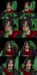 3d ada_wong ada_wong_(ty_brenneman) asian black_hair capcom carla_radames clone fellatio female oral resident_evil resident_evil_6 scarf stereogram tentacle tentacle_sex xnalara