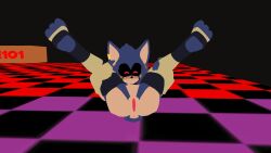 ass curse_(friday_night_funkin) friday_night_funkin friday_night_funkin_mod gloves happy hedgehog holding_legs laying_on_back laying_on_ground pussy showing_ass showing_off showing_pussy solo_male thighhighs vrchat vrchat_avatar