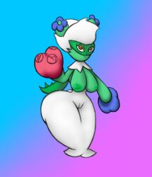 ass big_butt breasts brown_eyes female flower fusion genitals green_body hair hi_res hybrid jovi_cap maractus nintendo plant pokefusion pokemon pussy roserade solo thick_thighs white_hair