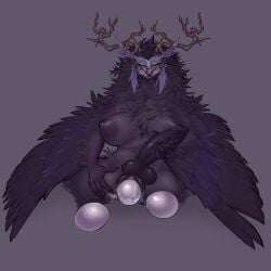 1:1 2024 absurd_res anthro antlers areola avian balls beak big_areola big_breasts big_penis black_areola black_balls black_body black_claws black_feathers black_nipples black_penis black_pussy black_sclera blush bodily_fluids breasts brown_antlers claws clip_studio_paint_(artwork) colored coolranchdoritoes_(artist) dark_penis digital_drawing_(artwork) digital_media_(artwork) dungeons_and_dragons egg egg_from_pussy egg_laying erection eyewear feathered_wings feathers finger_claws full-package_futanari futanari genital_fluids genitals glasses green_eyes grey_background grey_beak grey_body grey_feathers hasbro herm herm_anthro hi_res holding_own_penis holding_penis horn humanoid_hands intersex intersex_anthro iridescent_feathers kipine_(species) naked narrowed_eyes nipples nude open_beak open_mouth owlbear penis purple_blush pussy round_glasses simple_background sitting smile solo stretched_pussy vaginal_egg_laying vaginal_fluids vaginal_penetration wearing_glasses winged_arms wings wizards_of_the_coast