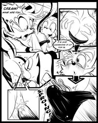 1boy 1girls anus ass ass_grab bathing_suit bulge comic cream_the_rabbit erection erection_under_clothes greenhill licking licking_ass oral rimming sonic_(series) tails