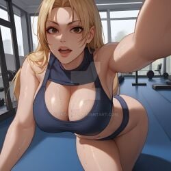 1girls ai_generated ass ass_up blonde_female blonde_hair blonde_hair_female breast breasts brown_eyes cleavage curvaceous curvaceous_body curves curvy curvy_body curvy_female curvy_figure deviantart exposed_ass exposed_breast exposed_breasts exposed_butt female female_only gym gym_clothes gym_clothing gym_uniform hourglass_figure inner_sideboob jujutsu_kaisen light-skinned_female light_skin okosumo seductive seductive_eyes seductive_gaze seductive_look seductive_mouth seductive_pose sideboob solo solo_female sportswear voluptuous voluptuous_female watermark yuki_tsukumo