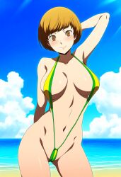 ai_generated alternate_costume atlus breasts female female_only nai_diffusion persona persona_4 ryu_ai satonaka_chie sling_bikini solo stable_diffusion swimsuit