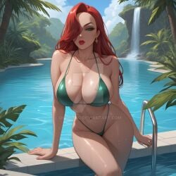 1girls ai_generated ass bikini bikini_bottom bikini_top breast breasts butt cleavage curvaceous curvaceous_body curves curvy curvy_body curvy_female curvy_figure curvy_milf deviantart exposed_ass exposed_breast exposed_breasts exposed_butt female female_only green_bikini green_bikini_bottom green_bikini_top green_eyes hourglass_figure inner_sideboob jessica_rabbit light-skinned_female light_skin milf okosumo red_hair sideboob solo solo_female voluptuous voluptuous_female watermark who_framed_roger_rabbit