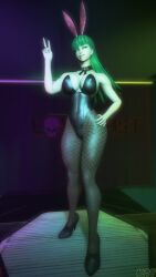 3d breasts bunny_ears bunnysuit club darkstalkers eyeshadow fishnets kevhon leotard morrigan_aensland nail_polish solo solo_female source_filmmaker succubus