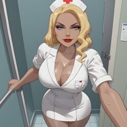 1girls ai_generated big_breasts black_canary blonde_female blonde_hair blonde_hair_female blue_eyes curvaceous curvaceous_body curves curvy curvy_body curvy_female curvy_figure dc dc_comics deviantart dinah_lance female female_only green_arrow_(series) hourglass_figure light-skinned_female light_skin nurse nurse_cap nurse_clothing nurse_hat nurse_outfit nurse_uniform okosumo solo solo_female thick_thighs voluptuous voluptuous_female watermark