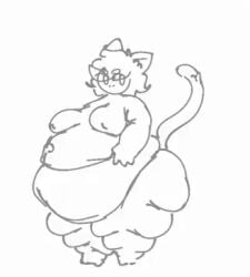 animated bbw big_breasts breasts cleavage female furry huge_breasts nipples overweight snooz_e_boi thick_thighs wide_hips