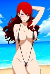 ai_generated alternate_costume atlus breasts female female_only mitsuru_kirijo nai_diffusion persona persona_3 ryu_ai sling_bikini solo stable_diffusion swimsuit