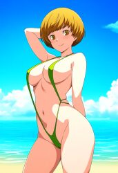 ai_generated alternate_costume atlus breasts female female_only nai_diffusion persona persona_4 ryu_ai satonaka_chie sling_bikini solo stable_diffusion swimsuit